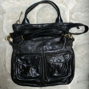 Black leather crossbody bag